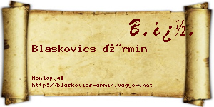 Blaskovics Ármin névjegykártya